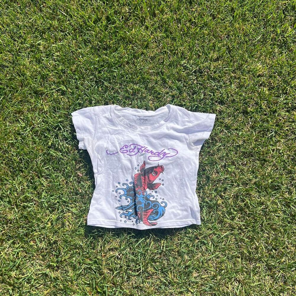 Ed Hardy y2k fish tee japanese style women’s size S Small
